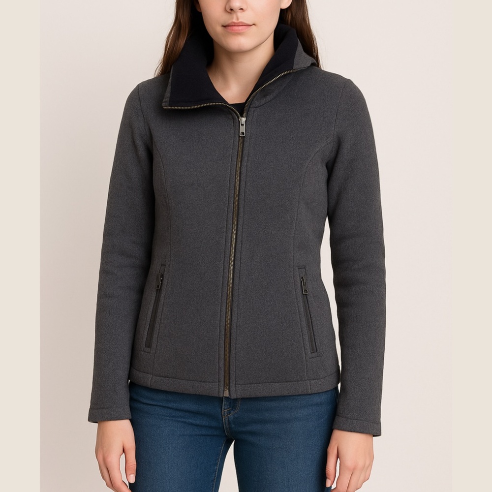 Bench Women's Grey Wool Blend Zip Sweater